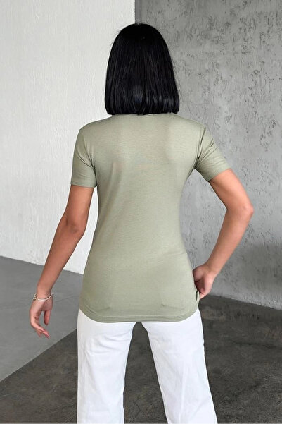 DoQuN Comfortable and Stylish Short Sleeve Crew Neck Lycra Viscose Combed Cotton Body Khaki
