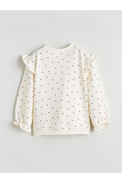 LC Waikiki Lcw Baby Crew Neck Ruffle Detailed Baby Girl Sweatshirt