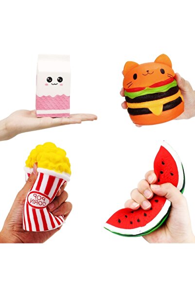 OEM Set of 4 SQUISHY Toys Zenuk® - Food Shapes, Slow-Rise, Sensory, Multicolor