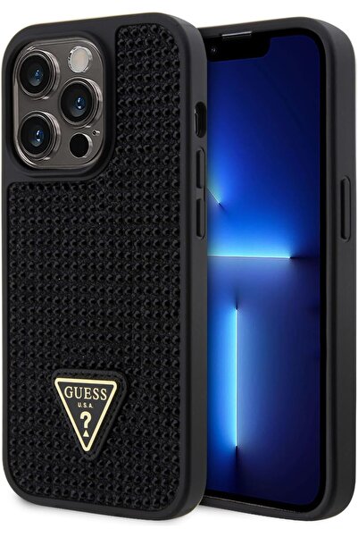 CG Mobile Rhinestone-Embellished Protective Case for iPhone 15 Pro (6.1") - Black Silicone