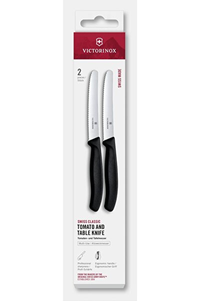 Victorinox Set 2 Cutite Pentru Rosii si Masa 6.7833.2, Lama Zimtata 11 cm, Negru