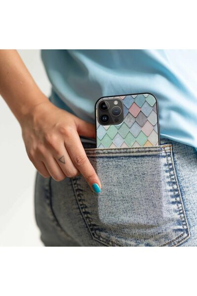 Generic Marble Pattern Protective Case with Soft Black Sides for Apple iPhone 14 Pro, Multicolor