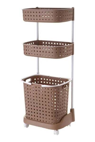 Türkiye Multi-Layer Laundry Hamper with Wheels – Removable 3-Tier Storage Baskets