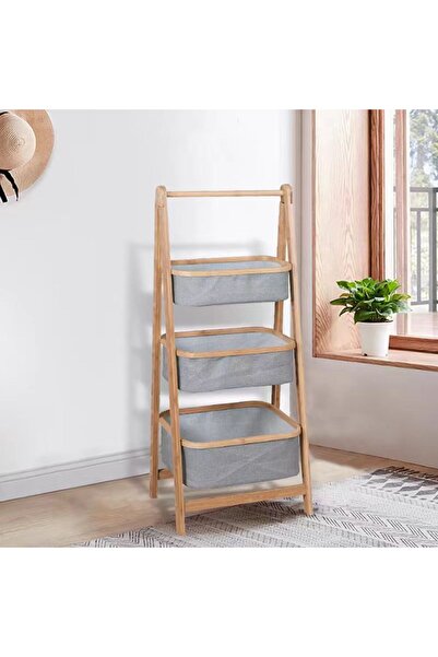Ch 3-Tier Storage Basket with Wooden Frame – Stylish Organization for Your Bathroom and Everyday Space