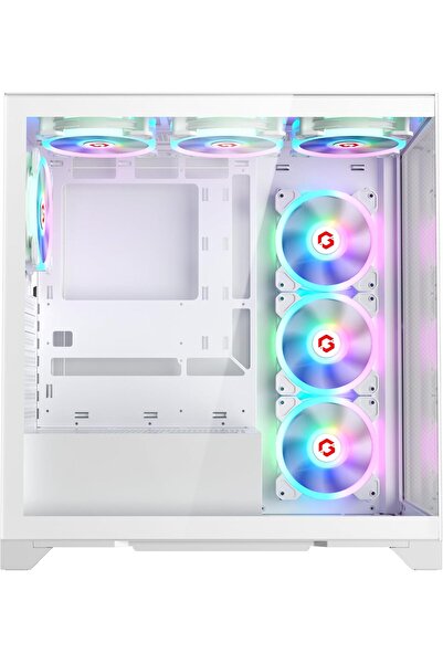 Generic Game On Arctic IV Emperor Mid-Tower Gaming PC Case, ARGB+PWM, Tempered Glass, 7 RGB Fans, White