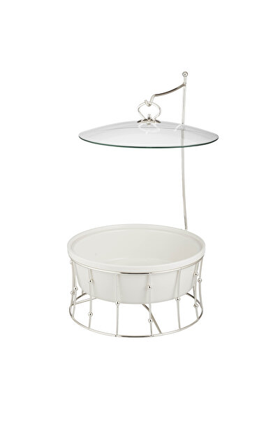 ABAREEK A ceramic food warmer for buffets, used to keep food warm during parties and events.