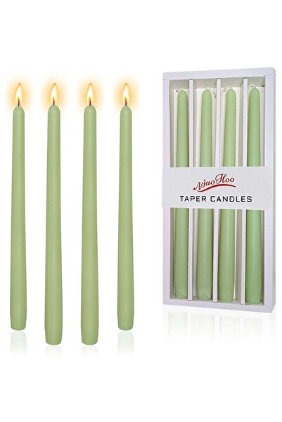 Generic مجموعة من 4 شموع معطرة من شمع الصويا، لون أخضر فاتح حلو، مقاس 12 بوصة