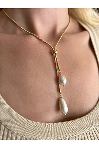 BİJUKO TAKI Stilinizi Parlatın قلادة إلينيا ذات اللون الذهبي على شكل سلسلة ثع...