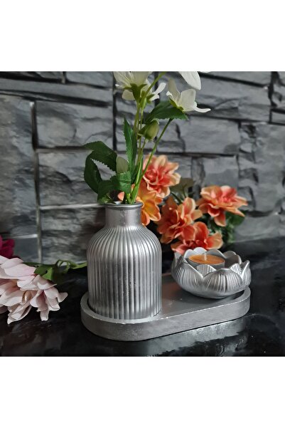 ERGİNCİ HOME Dekoratif Mini Bohem Vazo Ve Lotus Mumluk STANDLI 3 LÜ SET( Bany...