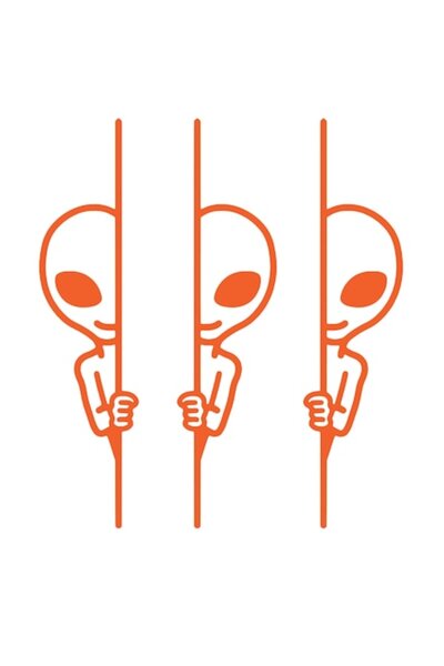 Oracal Set of 3 decorative stickers, Alien Peek, 20cm, orange