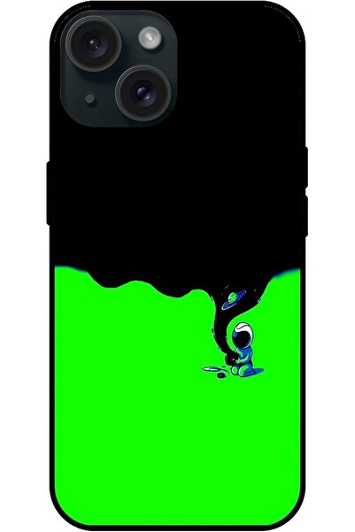 Generic Jim Orton Abstract Print Protective Case with Flexible Black Sides for Apple iPhone 15 - Green