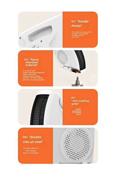 Generic Electric Fan Heater 600 W - Portable Space Heater with 2 Heat Settings, Thermostat, Overheat Protect