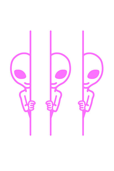 Oracal Set of 3 decorative stickers, Alien Peek, 20cm, pink