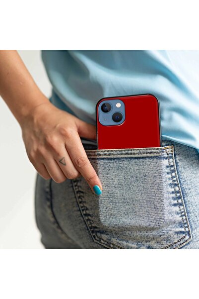 Generic Khalas Solid Color Protective Case 005 with Soft Black Sides for Apple iPhone 13 - Red