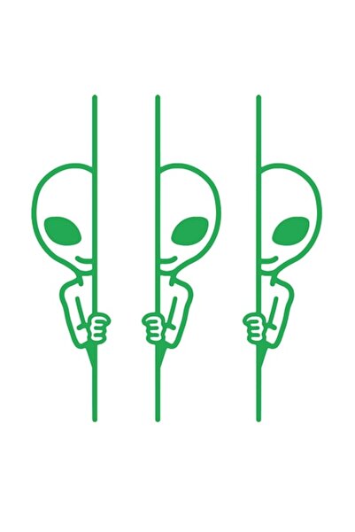 Oracal Set of 3 decorative stickers, Alien Peek, 20cm, green