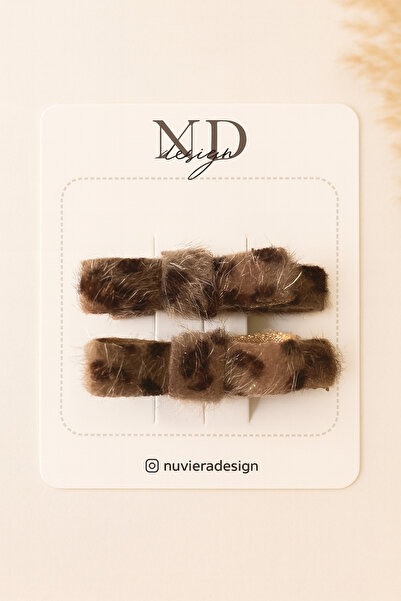 Nuviera Design Leopar Desenli Klips Toka - 2'li Set