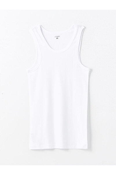 LC Waikiki White U-Neck Combed Cotton Men's Undershirt
