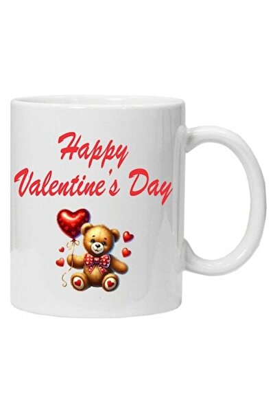 CRD PRINT Personalized white ceramic mug 330 ml - "I'll love you forever and ever and happy Valentine's Day"