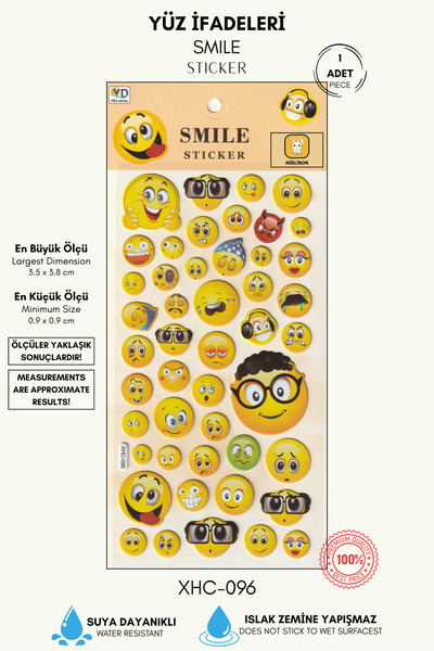 Mielibon Renkli Emoji Mimik Sticker Seti – Komik ve Duygu Temalı Çıkartmalar