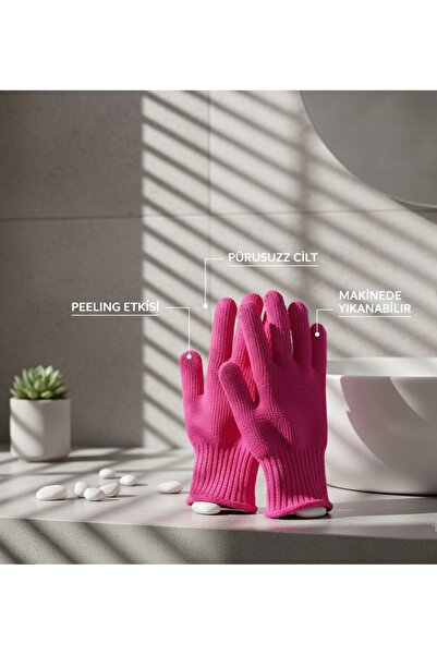 ribac 2’li Banyo Kese Peeling Eldiven Seti Fuşya