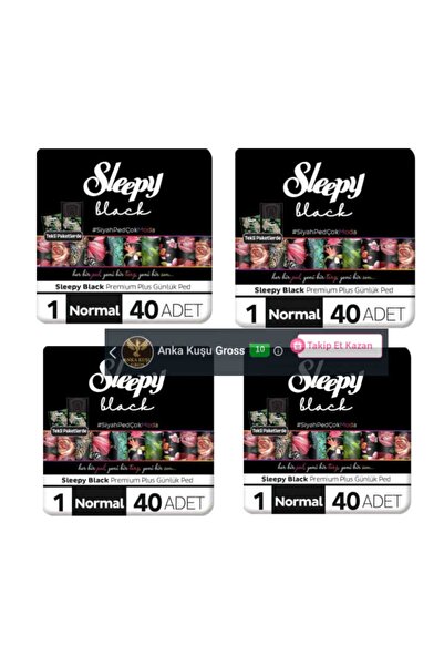 Sleepy Black Premium Plus Günlük Ped Normal 40x4 = 160 Adet