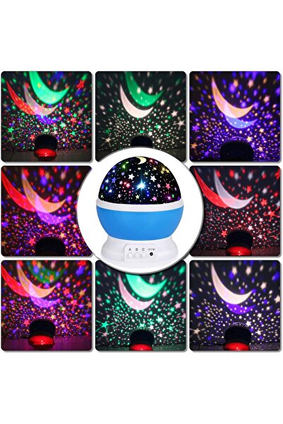 Generic Star Projector Night Light Kids Room Decor Moon Sky Lamp 360 Rotating Glow Dark Birthday Gift Blue