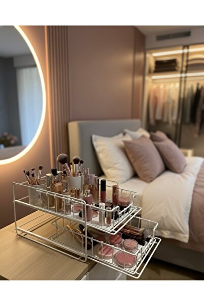 özmert منظم أدراج ذو طابقين باللون الأبيض