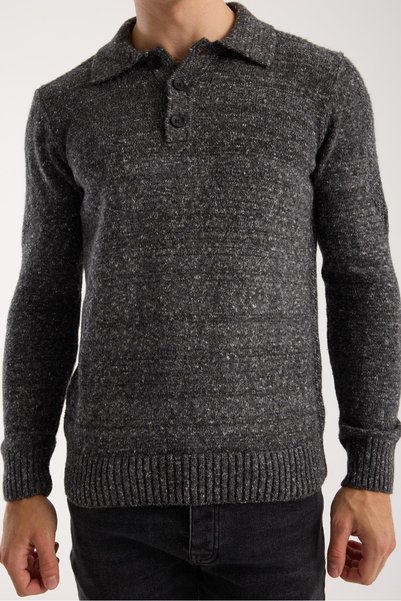 intersivin Men's Polo Neck Knitted Sweater