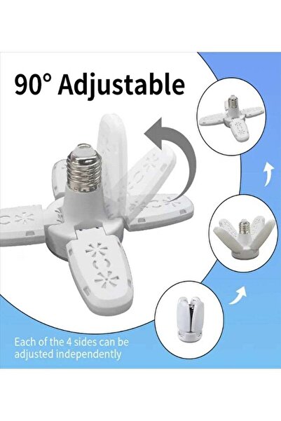 Generic Foldable LED Ceiling Light with Fan Blade Design - 14W, E27 Base