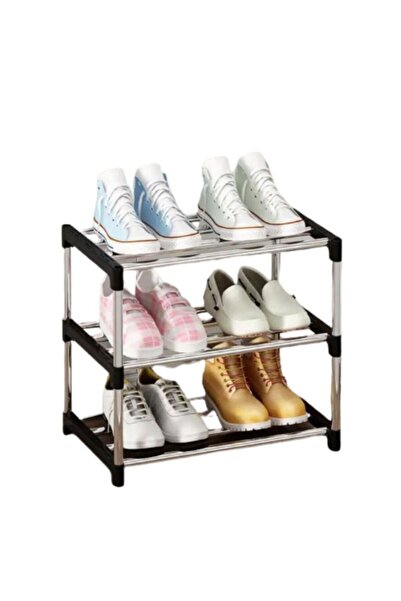 The comprehensive house رف أحذية معدني ضيق، صغير، أسود، مقاس 41×28×39 سم