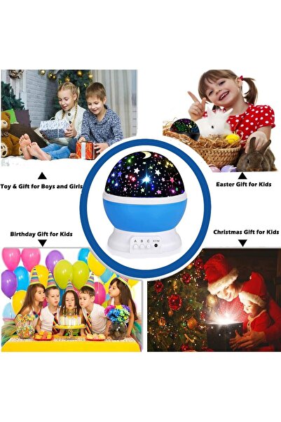 Generic Star Projector Night Light Kids Room Decor Moon Sky Lamp 360 Rotating Glow Dark Birthday Gift Blue