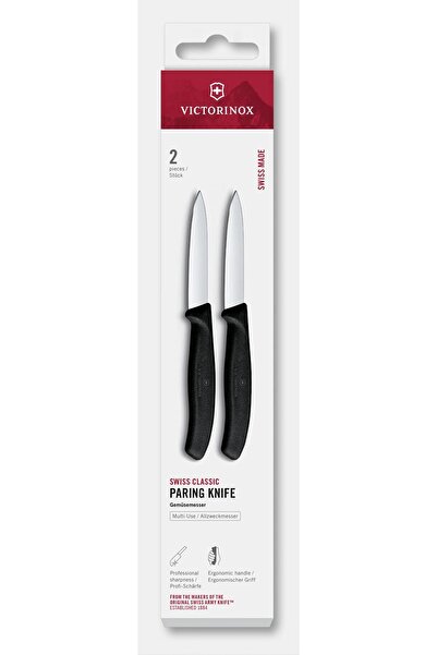 Victorinox Set of 2 Paring Knives 6.7603.2, Straight Blade 8 cm, Black
