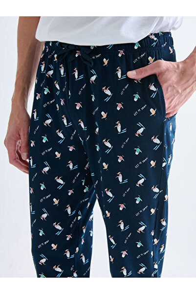 LC Waikiki Navy Blue Standard Patterned Men's Pajama Bottoms