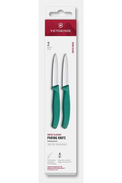 Victorinox Set of 2 Paring Knives 6.7604.2C1, Straight Blade 8 cm, Kale Green