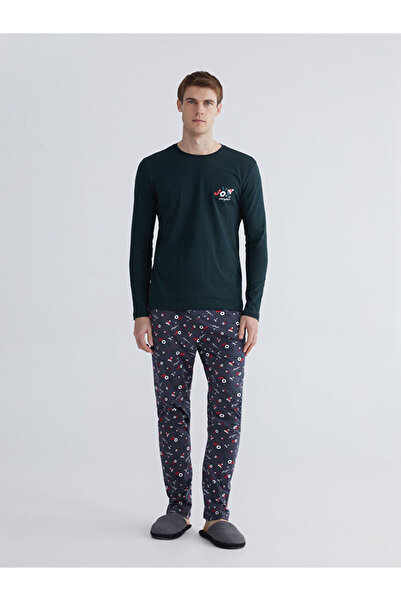 LC Waikiki Standard Mold New Year's Themed Men's Pajama Set