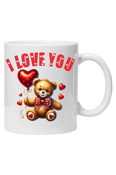 CRD PRINT Personalized mug 'I love you - teddy bear', White Ceramic, 330 ml