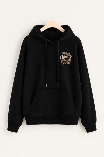 INFLUYENTE Дамска зимна минималистична блуза с качулка, кармани тип кенгуру и...