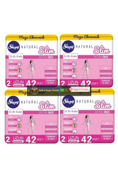 Sleepy Natural Slim Extra İnce Uzun Hijyenik Ped 42x4= 168 Adet