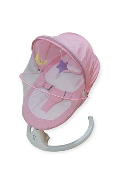 GENERAL DOOKOO Electric Baby Rocker with Mosquito Net and Hanging Toys – Pink