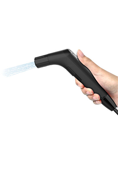 NOVUM Portable Electric Shattaf with 1.2m Hose and 2.3L Container, Rechargeable Travel Bidet, Black