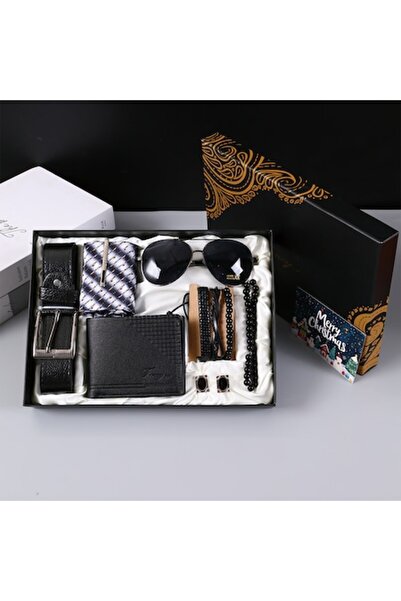 OricareFain Set cCadou pentru barbati 7 piese, Portofel, curea, ochelari soar...