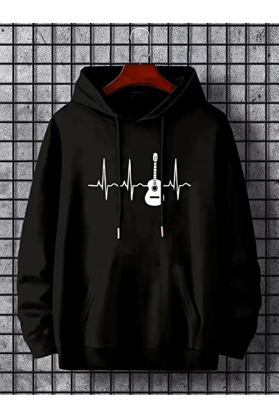 Trendy Sun هودي للجنسين بتصميم نبضات القلب ورسمة الجيتار. سويت شيرت لمحبي الج...