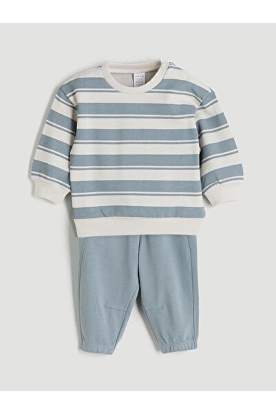 LC Waikiki Lcw Baby Crew Neck Striped Baby Boy Sweatshirt and Sweatpants