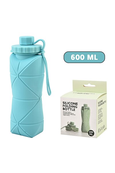 Generic Silicone Folding cup Blue Foldable Silicone Water Bottle – 600ml
