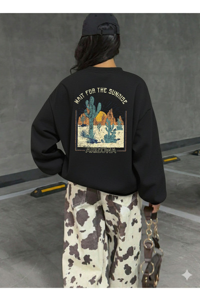 one button Hanorac unisex cu imprimeu Arizona, cu gât rotund, 100% bumbac