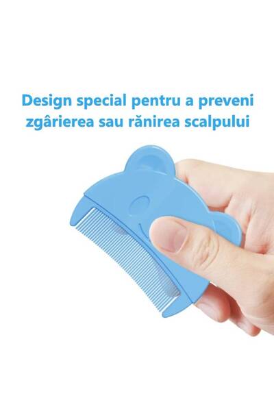 SUPER TRENDS Soft Silicone Baby Bath Brush and Comb Set, Blue Milk Crusting Removal