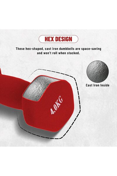 Endless Neoprene Coated Fixed Dumbbell Pair - 2 Kg (2 x 4.4 lb), Sky Blue