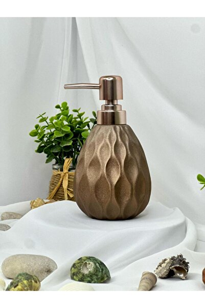 aden glass Modern Stil Seramik Sıvı Sabunluk Deterjanlık Rose Renk 250 Ml