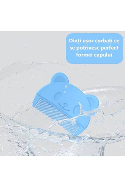 SUPER TRENDS Set of 2 Baby Combs for Removing Scalds and Cradle Caps Soft Silicone Vio Blue