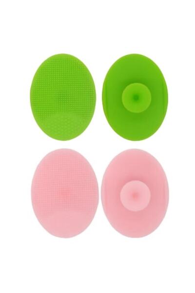 SUPER TRENDS Set of 2 Soft Silicone Baby Brushes for Removing Crusts Hypoallergenic Milk Green Pink
